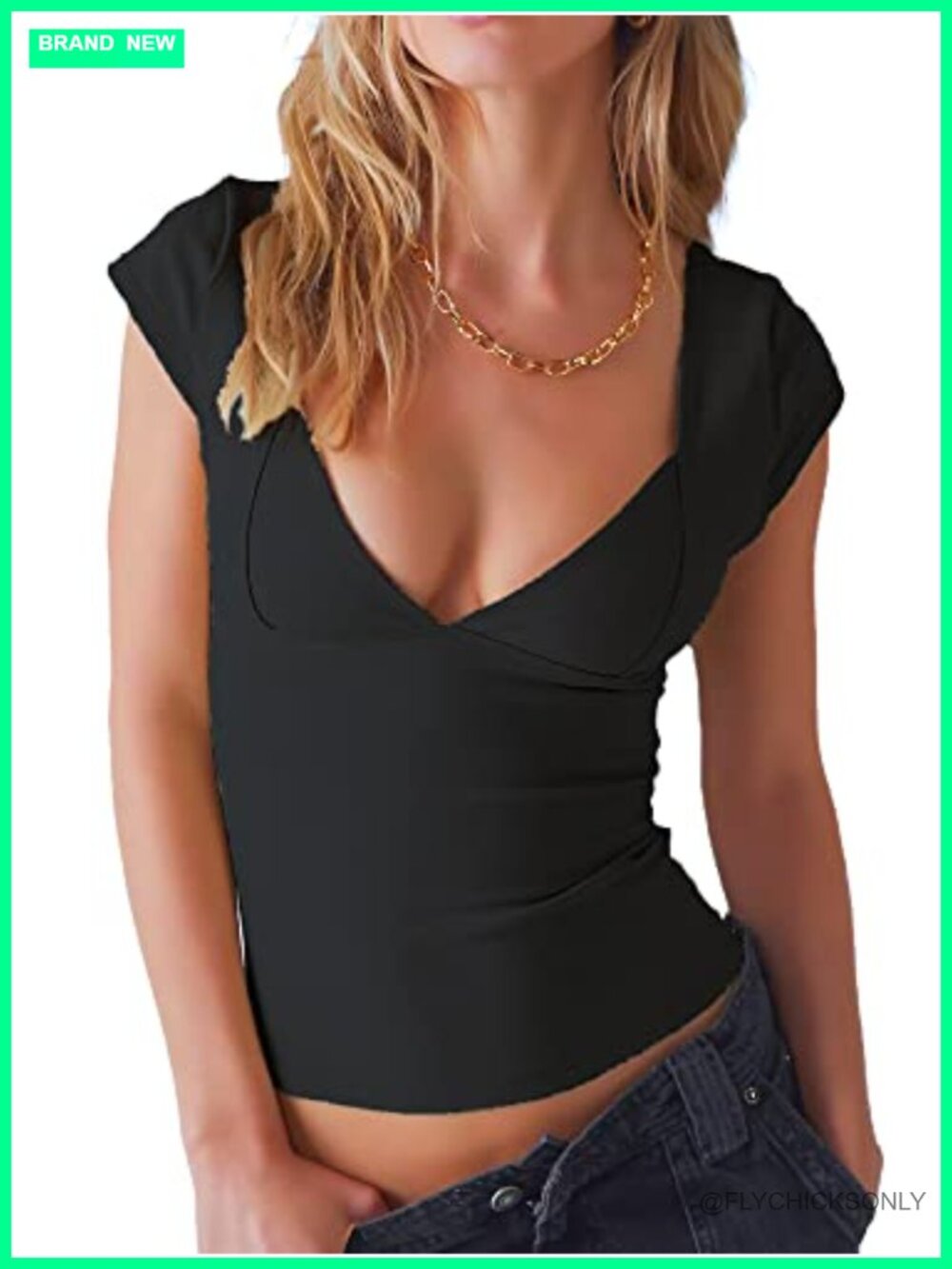 Women Backless Deep V Neck Slim Fit Nylon Tank Top Short Sleeve Y2K Crop
